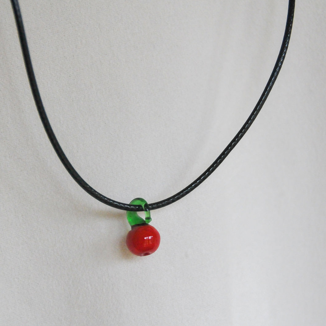 Lampwork Apple Cord Necklace