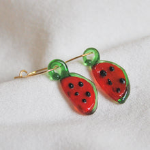 Load image into Gallery viewer, Lampwork Watermelon Hoops
