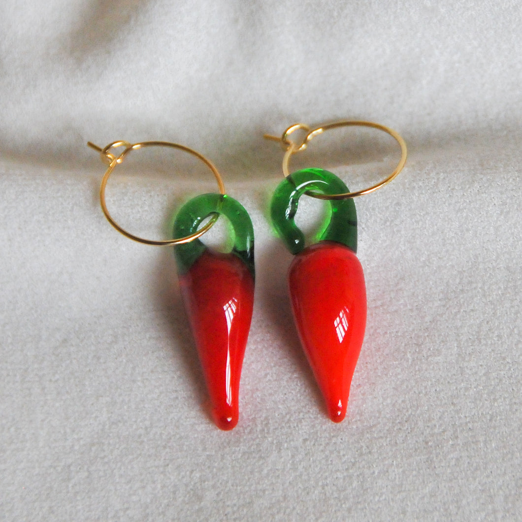 Lampwork Chilli Hoops