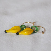 Load image into Gallery viewer, Lampwork Banana Hoops
