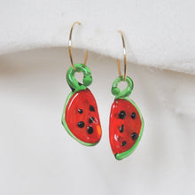 Load image into Gallery viewer, Lampwork Watermelon Hoops
