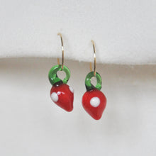 Load image into Gallery viewer, Lampwork Strawberry Hoops
