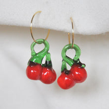 Load image into Gallery viewer, Lampwork Cherry Hoops
